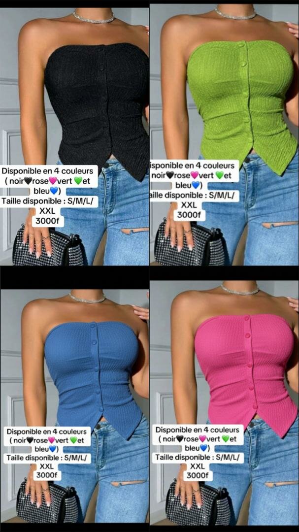Top bustier sans bretelles