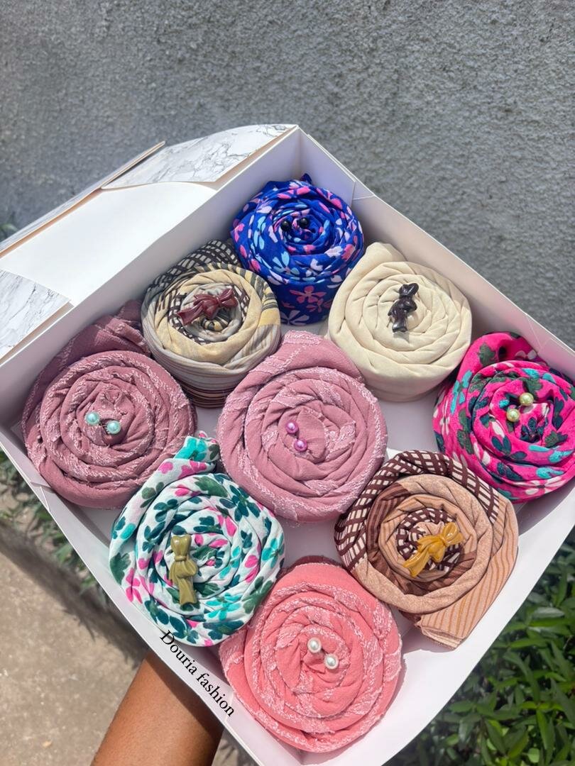 Box hijab mousseline à motif