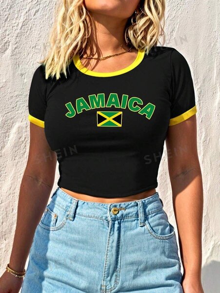 T-shirt cropped drapeau
