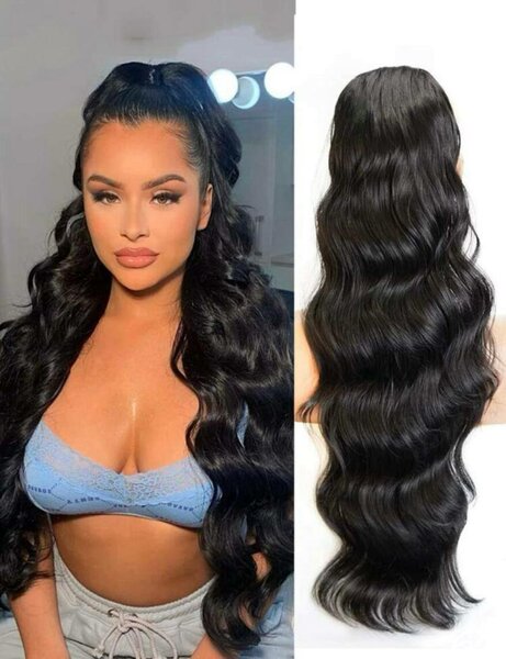 Perruque longue ondulée noire