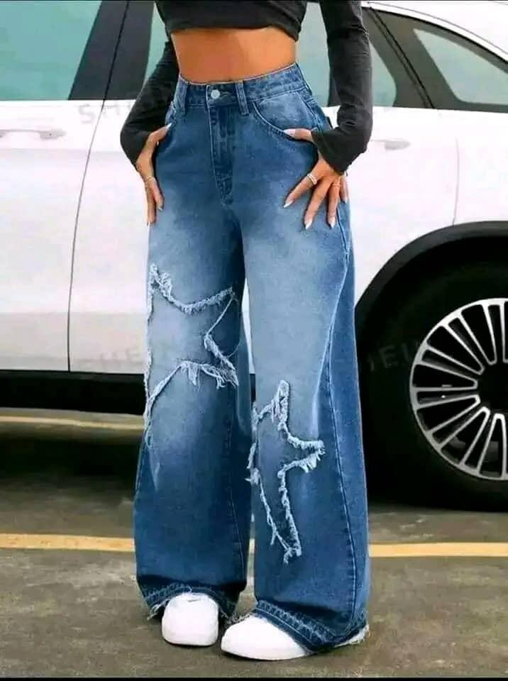 Jean large étoilé tendance