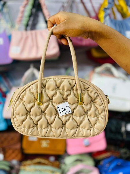 Ladies fancy hand bags white brown