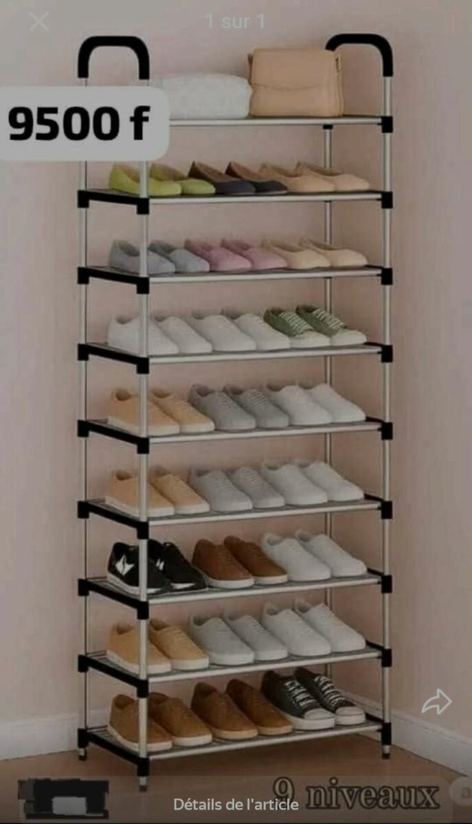 Étagère à chaussures 9 niveaux