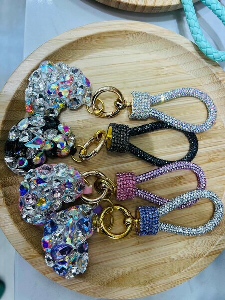 Women's keychain with rhinestones