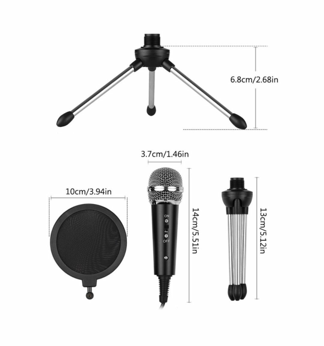 6.8-12.5CM VIDEO MICROPHONE KIT WITH MIC TRIPOD SHOCK MOUNT