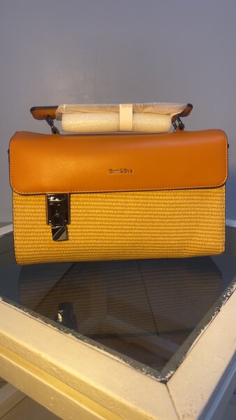 Sac à main en cuir et paille