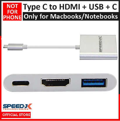 SpeedX Type C to HDMI + USB + Type C Female Converter / Adapter (For Type C Notebook Laptops)