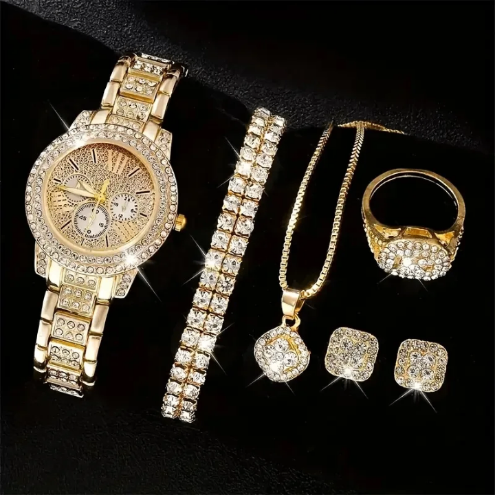 Ensemble Montre et Bijoux Éclatant