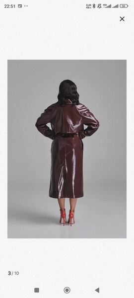 Тренч из ЭКО кожи лак в цвете Бургундии