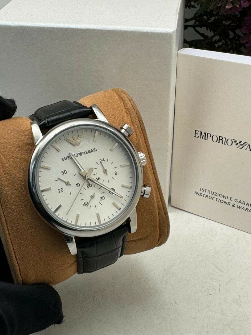 Emporio Armani Leather Chronograph Watch