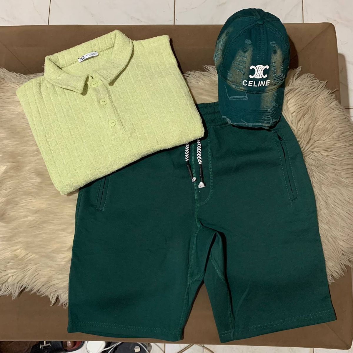 cap, Lacoste, shorts 