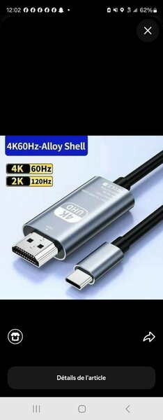 Câble USB-C vers HDMI 4K