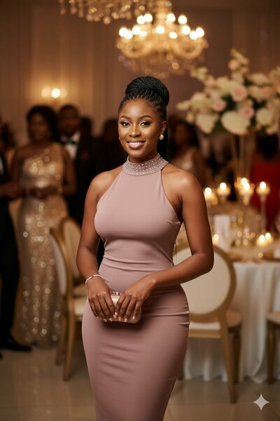 Robe moulante marron col perlé S