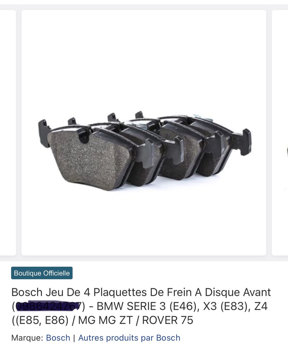 Bosch Jeu De 4 Plaquettes De F