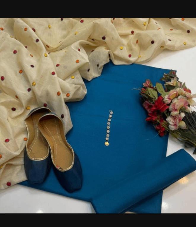 Women unstitched katan silk suit