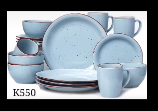 set of blue dishes