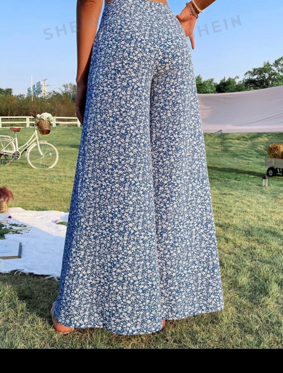 Pantalon ample à imprimé floral