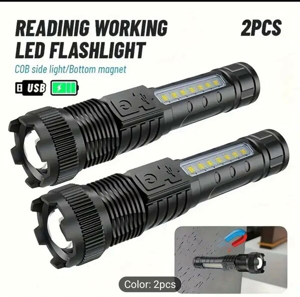 Lampe torche LED+COB magnétique