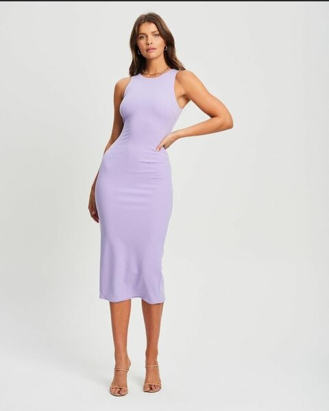 Lilac Color Bodycon Midi Dress