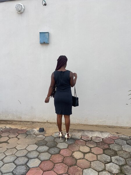 Blue and grey dress . Size 8 -