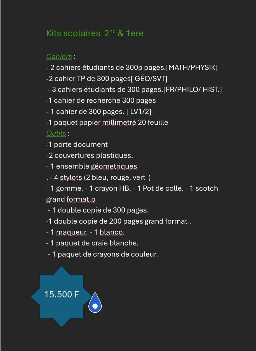 Kit Scolaire Complet 2nd & 1ère