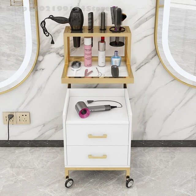 Chariot auxiliaire de salon de coiffure en fer moderne avec
