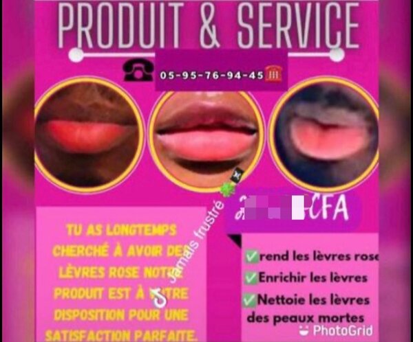 Produits de lèvres rose