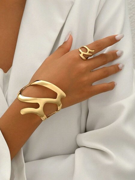 Ensemble bracelet et bague dorés