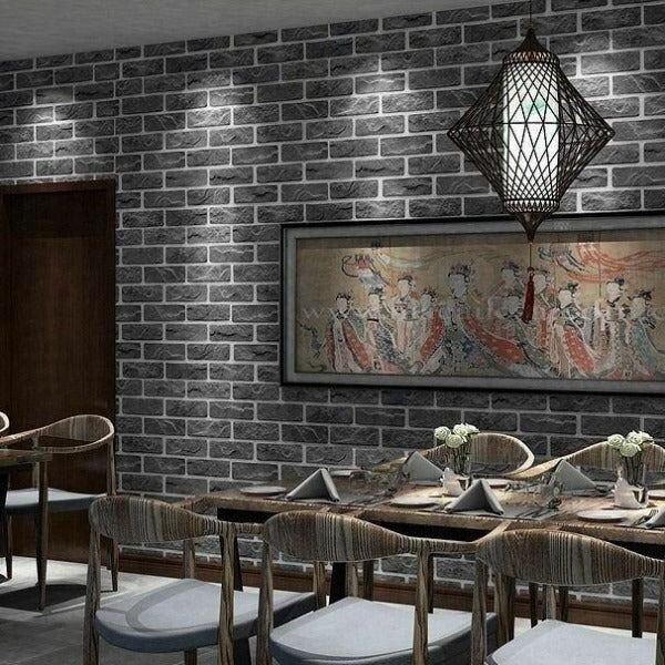 Papier Peint Adhésif Brique Noir