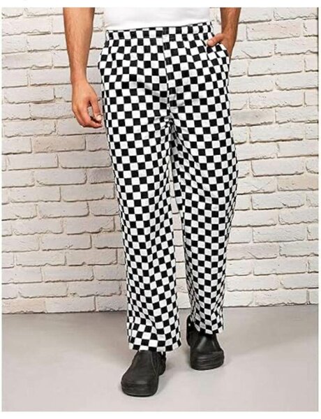 Pantalon à carreaux noir et blanc