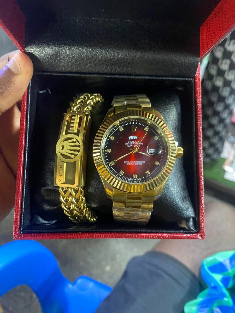 Rolex chain watch and bracelet set