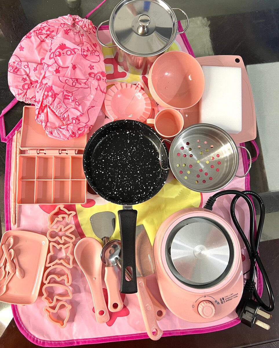 Ensemble de cuisine enfant rose