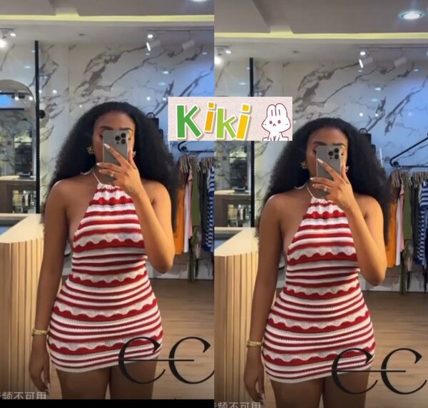 Robe à rayures rouge et blanche