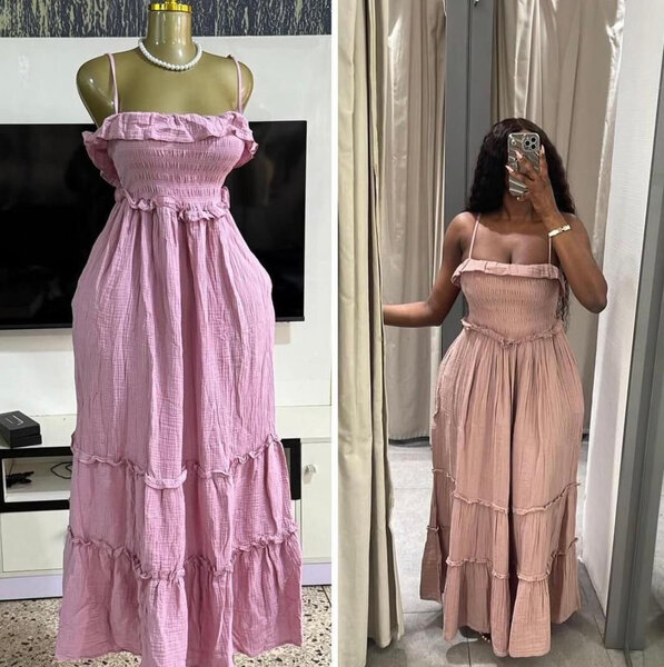 Robe maxi rose bohème