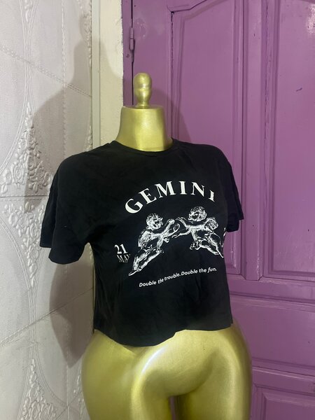 T-shirt Femme Gémeaux Noir