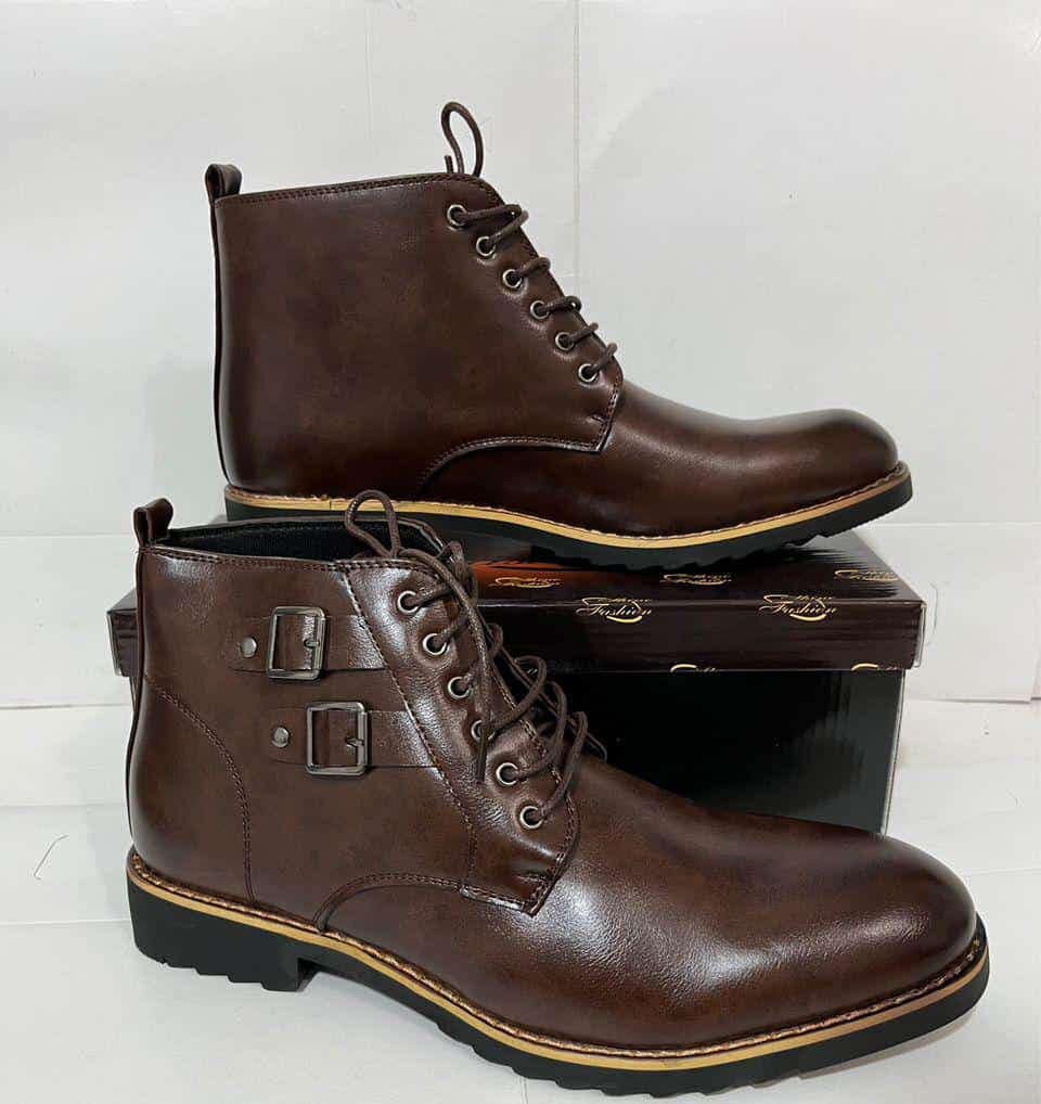 Men's leather boots,brown Sizes: 40-45