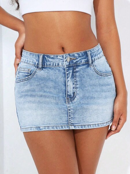 Jupe en jean coupe haute femme