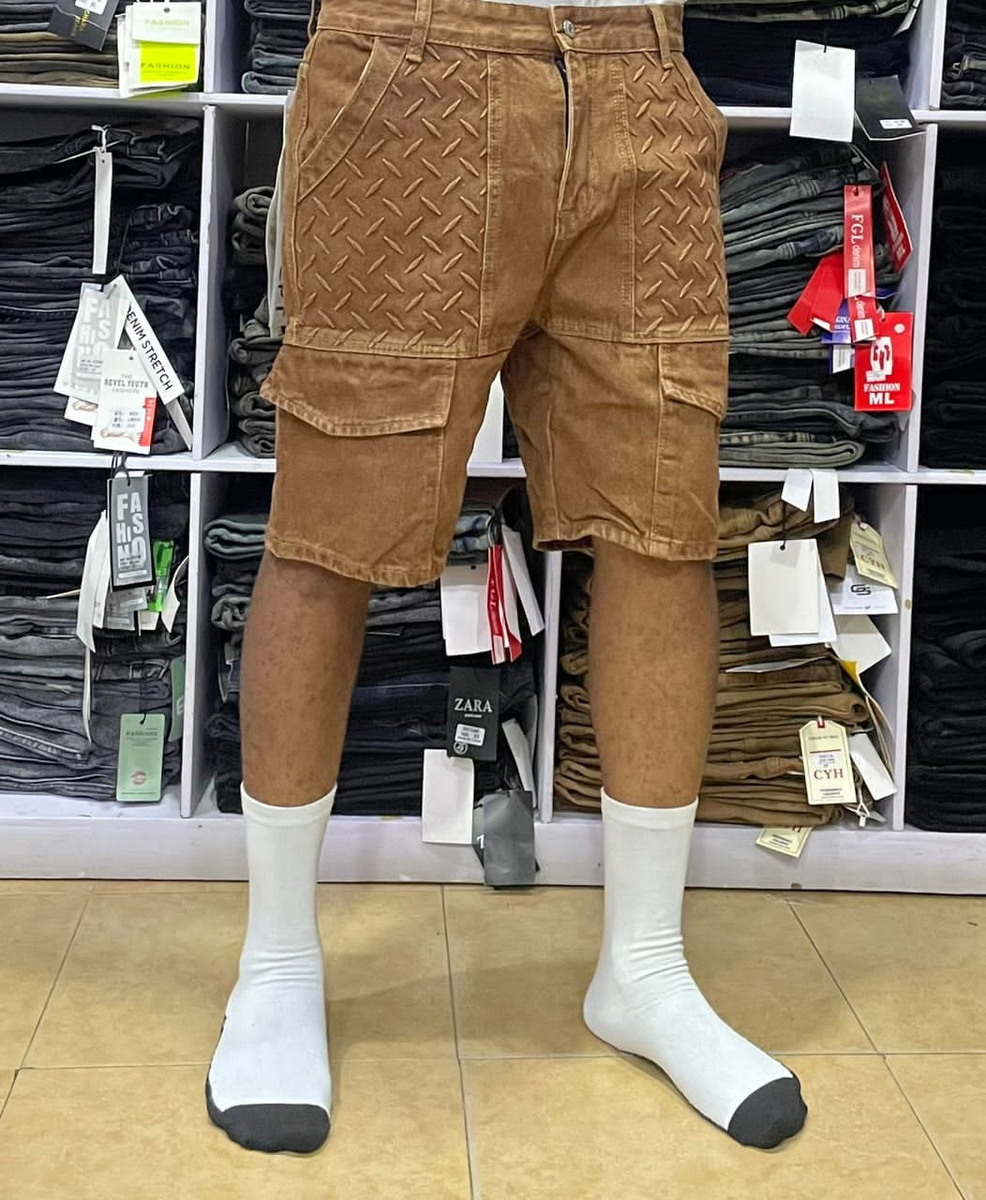 brown shorts with embroidery