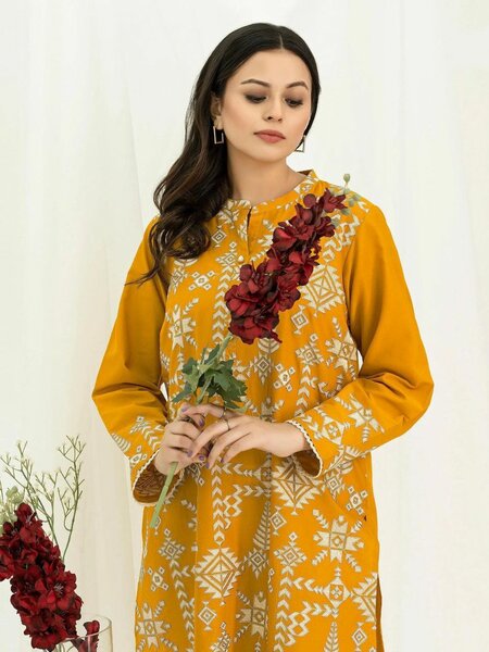2 pcs women's unstitched Embroidered suit