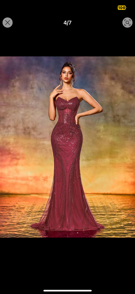 Robe de soirée bordeaux élégante