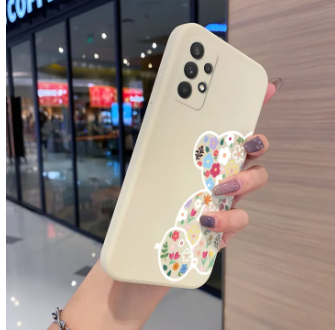 JIUMOO for Samsung A32 4G Case Fashion Tide Cartoon Bear Thin New Design Phone Case Side Square Edge Casing Pattern Silicone Softcase Full Back Cover Shockproof Protection Cases
