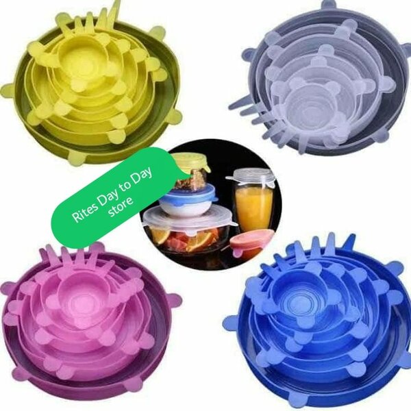 6 pieces silicone stretch lids