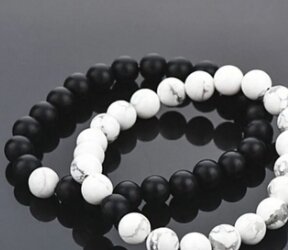 Pair Of Beed Bracelet For Partner/Black And White(Pack oF 2 ) Men And Women