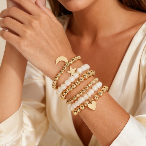 Bracelets perles dorés chic