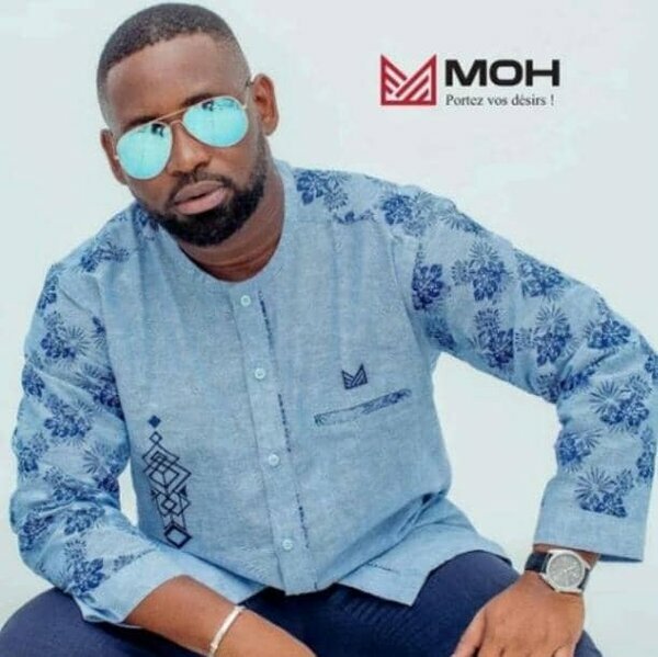 Chemise homme coton bleu avec motifs