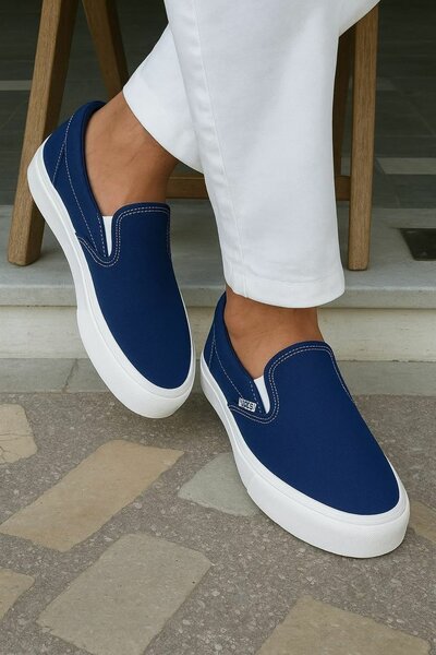 Baskets slip-on bleu homme