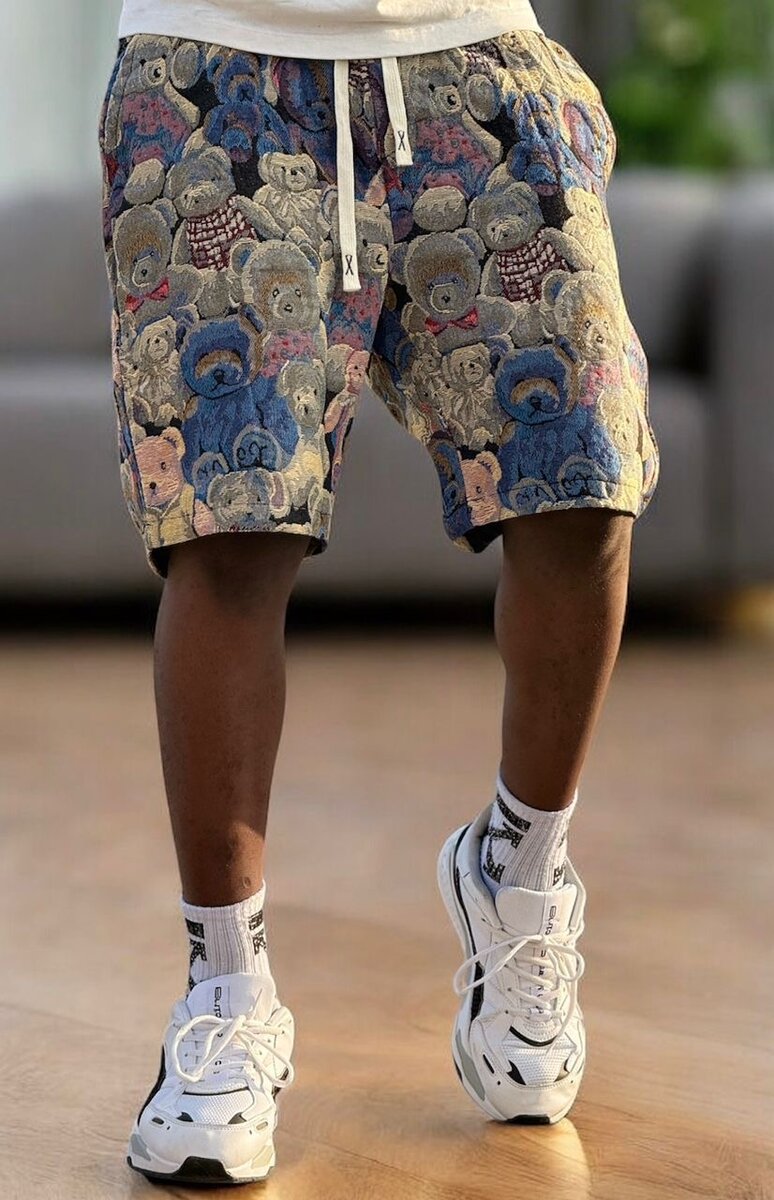 Shorts à motifs tropical et nounours