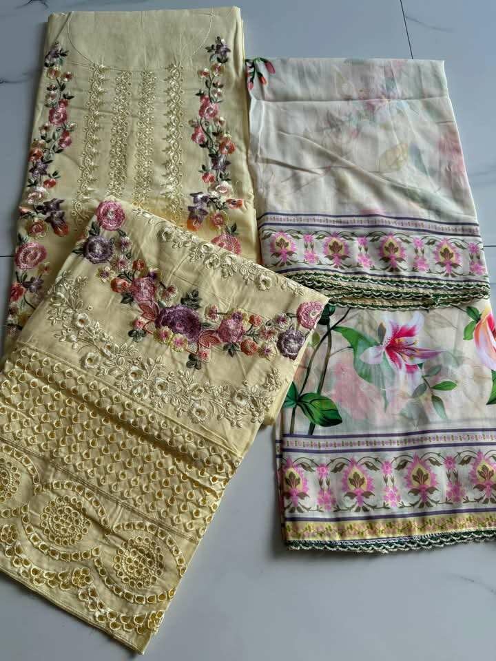 Ladies Embroidery unstitched viscose dress