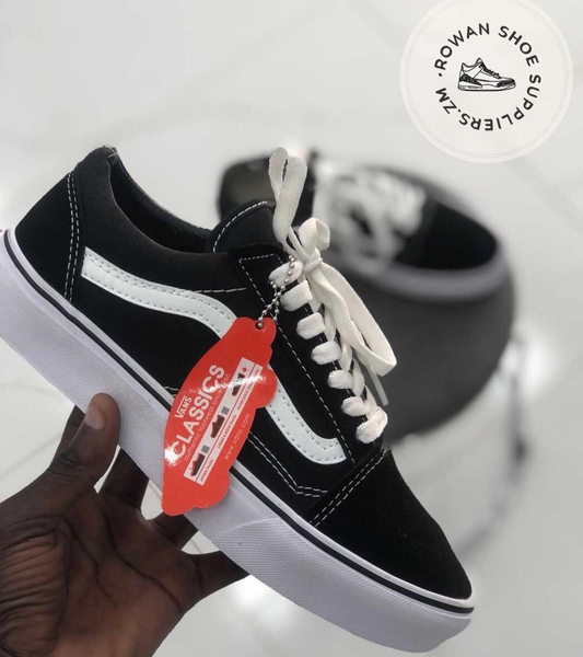 Black sneakers with white soles -Sizes:5-7.5