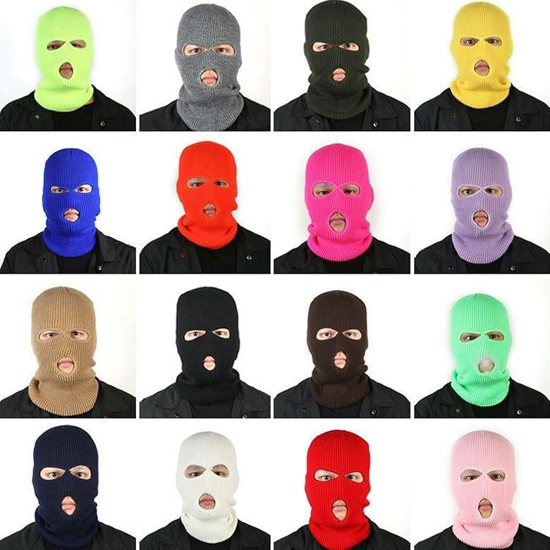 Cagoule à 3 trous, double tricot, bonnet masque de ski